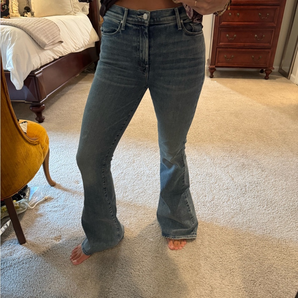 MOTHER Women's Flared Wide Leg Jeans - Medium Blue Denim